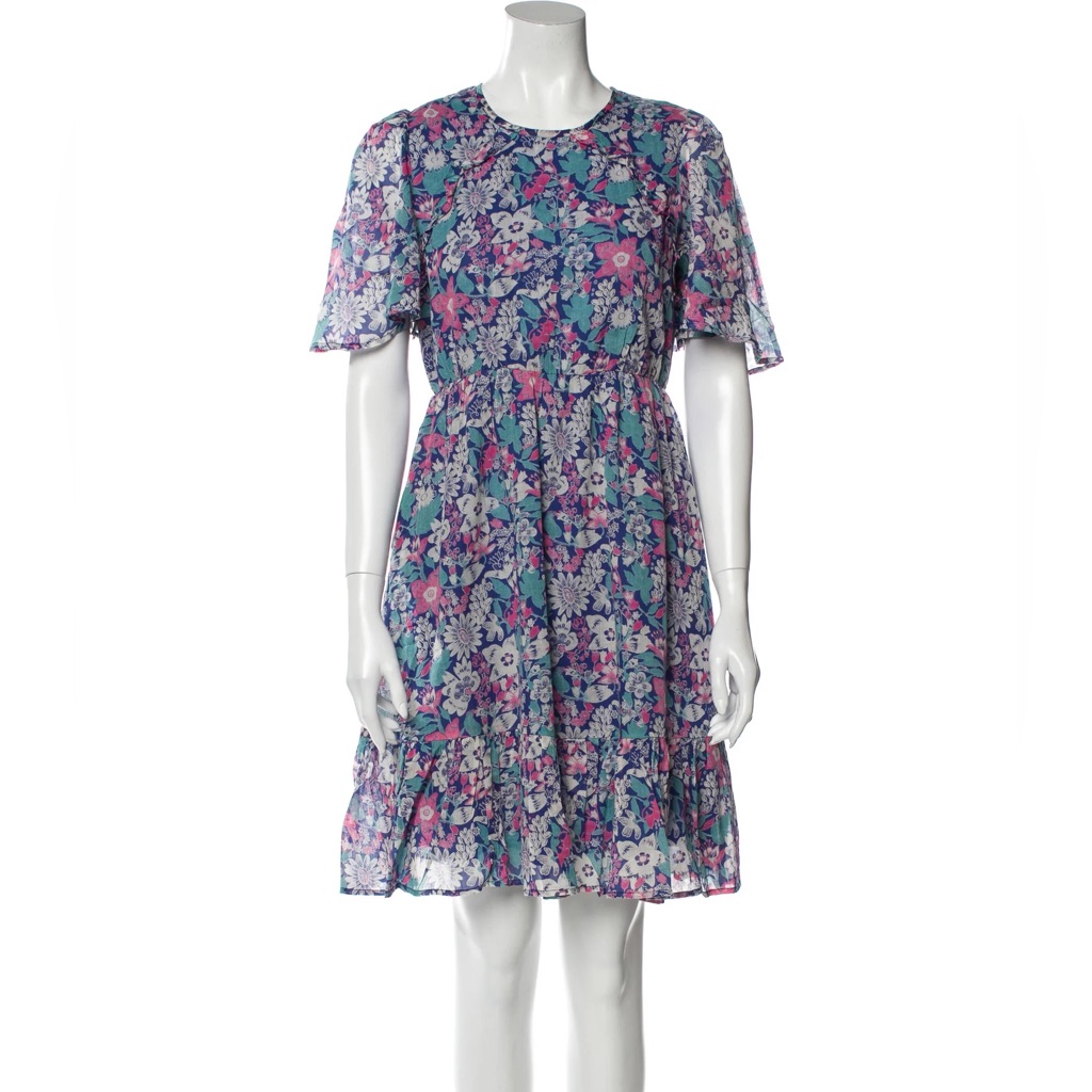 Banjanan Blue Floral Knee Length Dress Size Medium